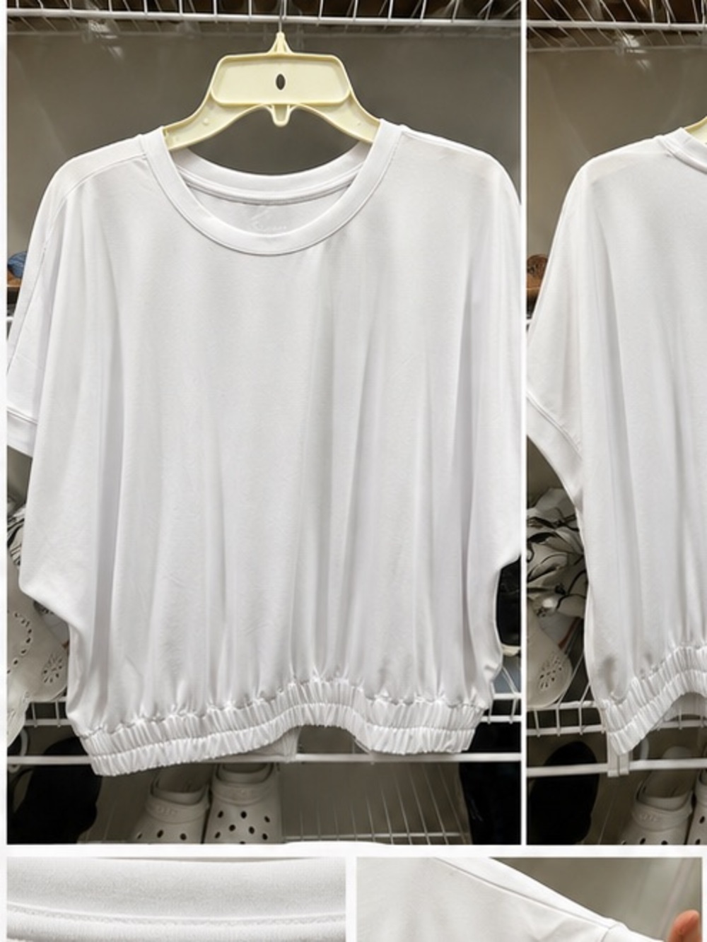 tek gear White Gathered-Hem Short Sleeve Top